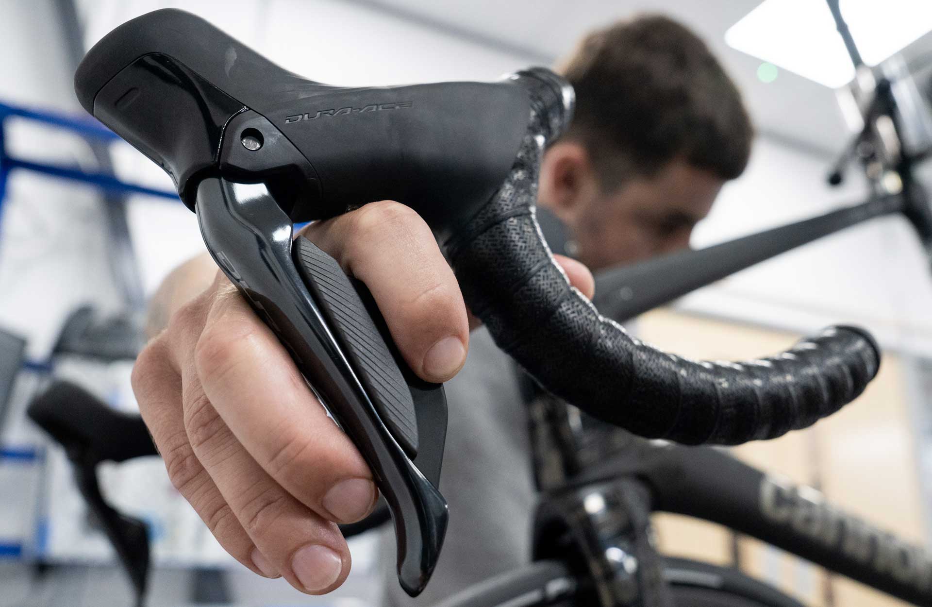 Shimano Dura-Ace Di2 Shifter in use