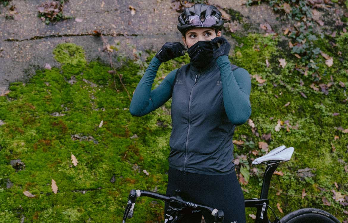 cyclist wearing winter cycling kit