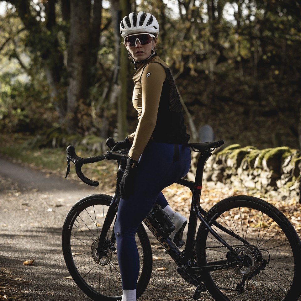 Cyclist on Trails in Winter