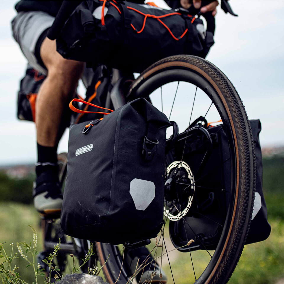 Ortlieb bags being used on a bike 