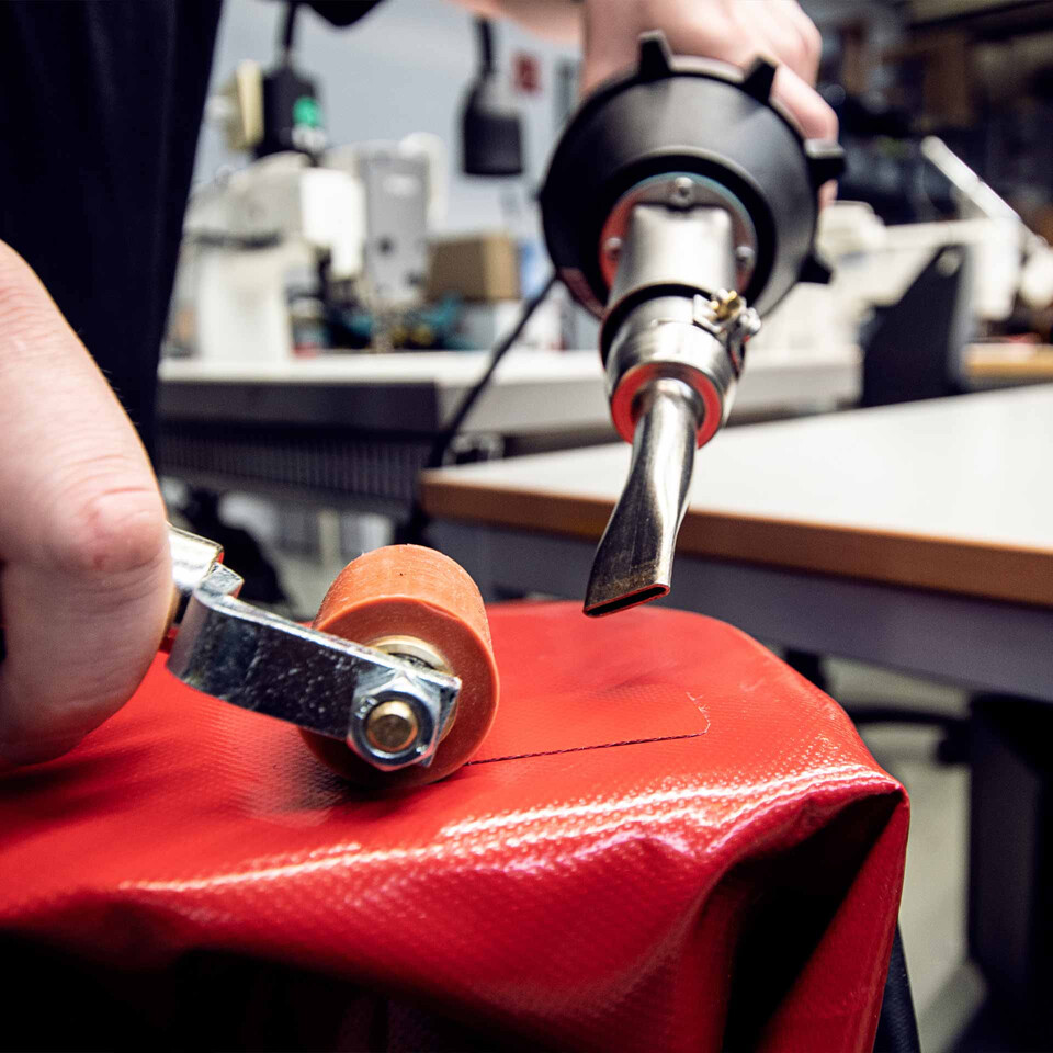 An Ortlieb bag being repaired