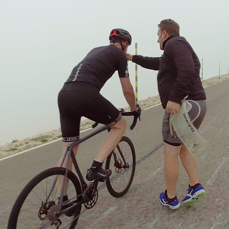 Rob Holden fuelling when riding up Mont Ventoux