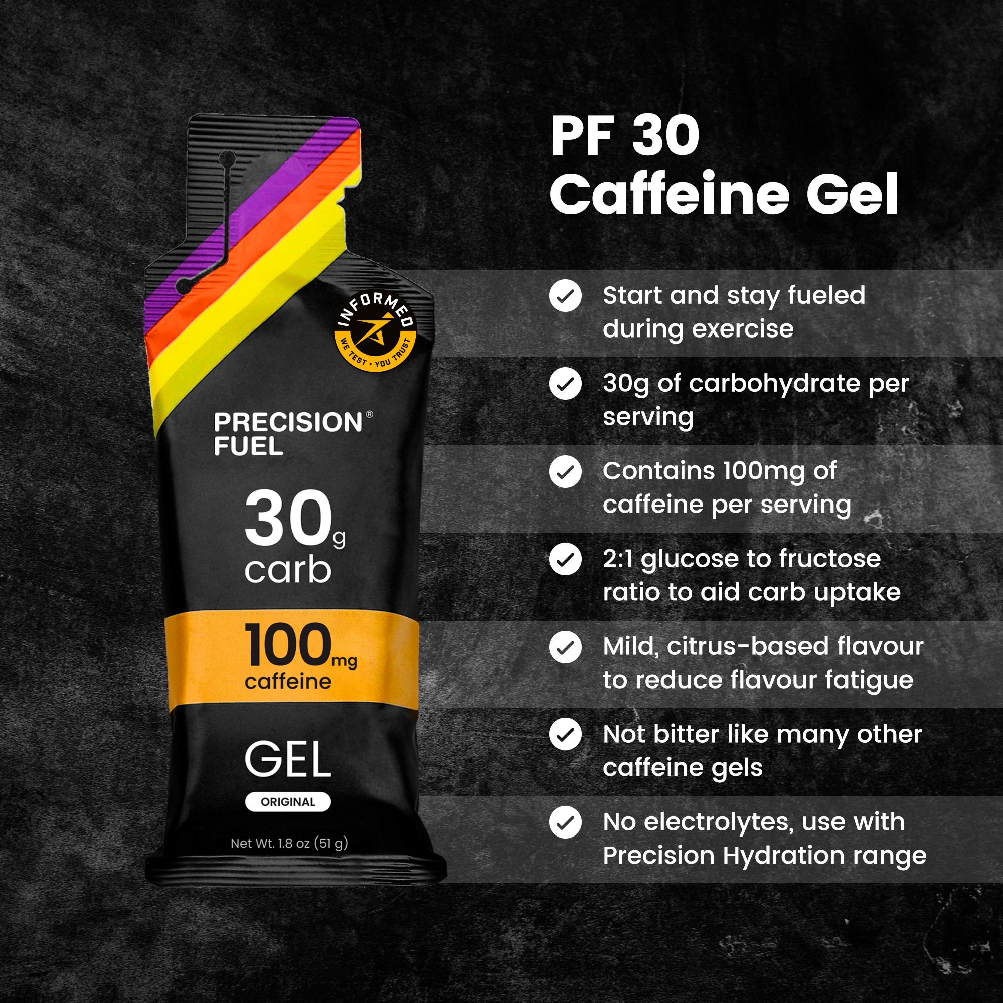 Precision Fuel and Hydration PF 30 Caffeine Gel Original