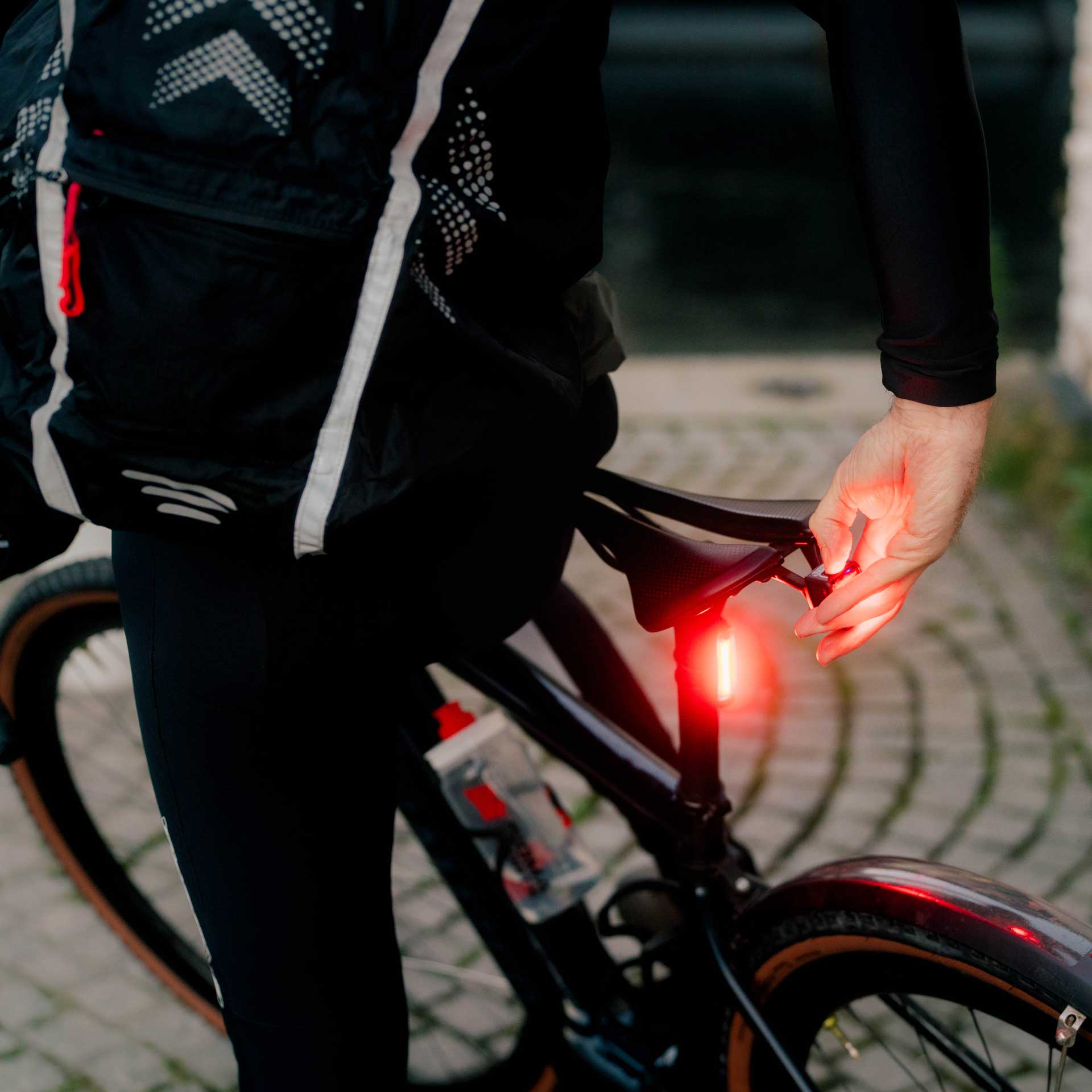 Turning rear bike light on