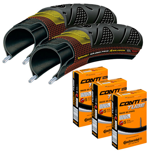 Continental 4 Season 25mm Tyres With Race 28 Inner Tubes Bundle