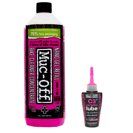 Muc-Off Nano Tech Bike Cleaner Concentrate And C3 Wet Lube Bundle
