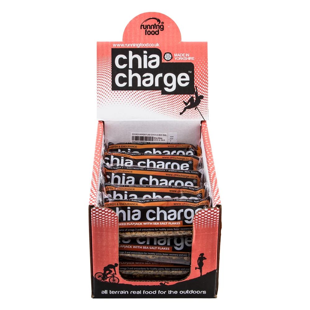 Sigma Sports Chia Charge Flapjack Box of 20 x 80g Bars | Discount Codes available, easy returns, up to £25 off with Newsletter Signup, FREE Postage over £60
