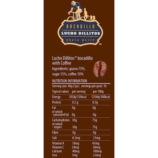 Lucho Dillitos Colombian Bocadillo Coffee And Guava Energy Bar Box 10 X 40g