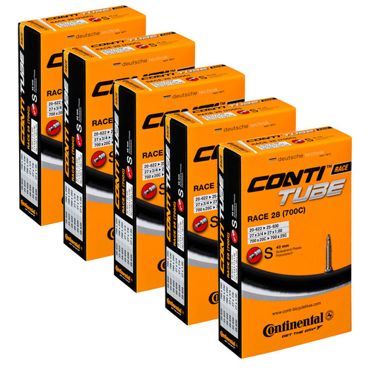 Continental Race 28 Inner Tube 700x20/25 42mm Presta Pack Of 5 Bundle