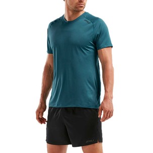 2XU Mens GHST S//S Top Black Print//Gold XL /& Performance Headband Bundle