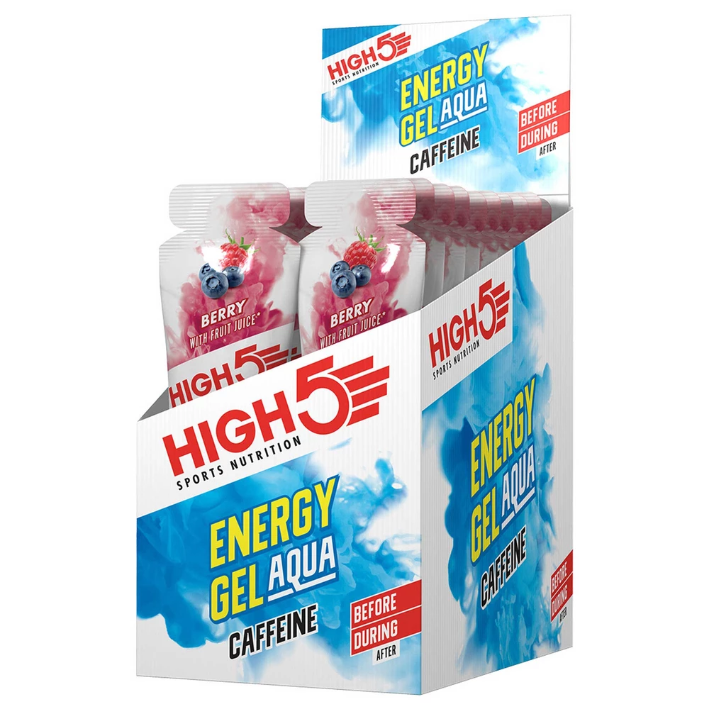 Sigma Sports High5 Energy Gel Aqua Caffeine Box 66g x 20 Gels | Discount Codes available, easy returns, up to £25 off with Newsletter Signup, FREE Postage over £60