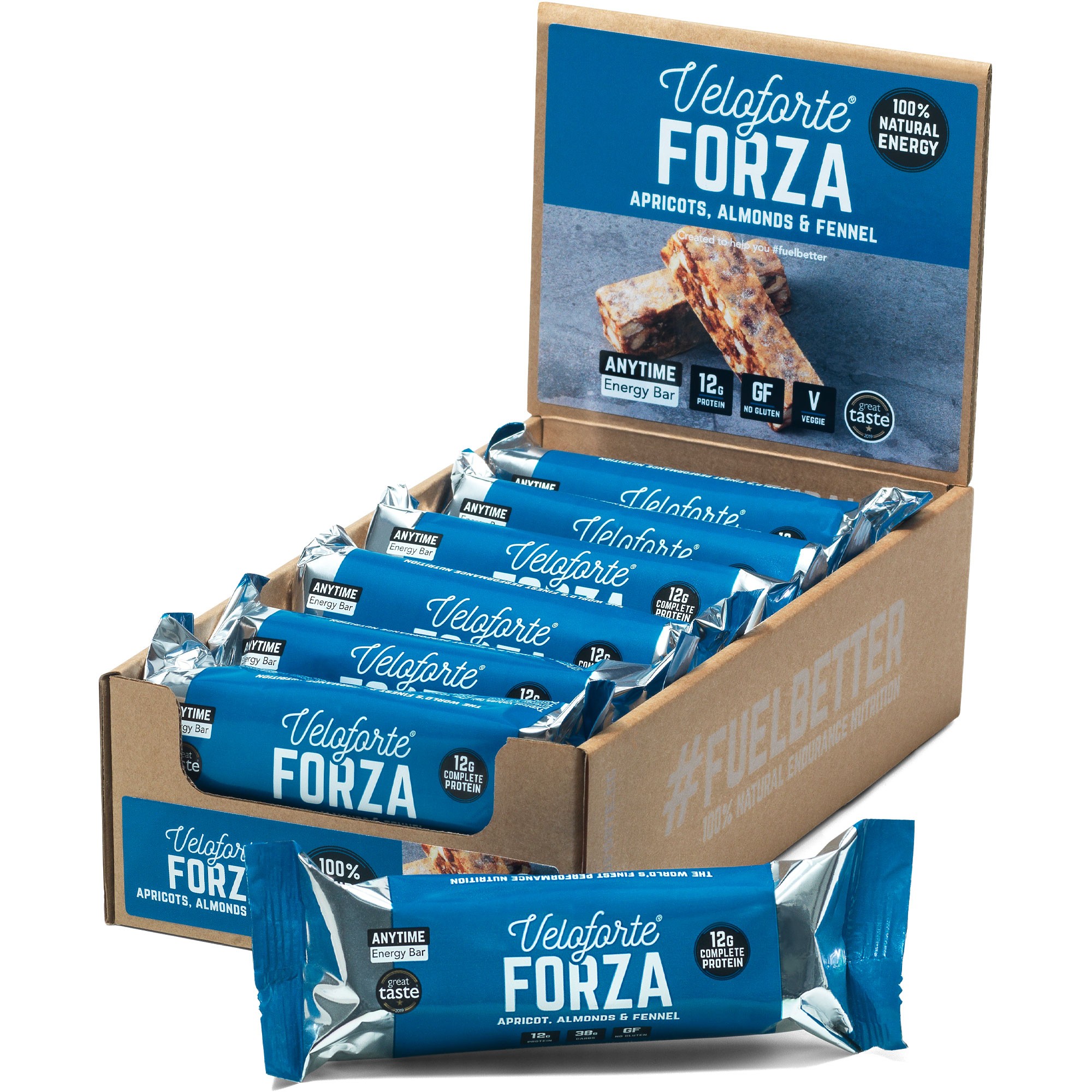 Veloforte Forza Natural Energy Bar with Protein Box of 12 x 70g Sigma Sports