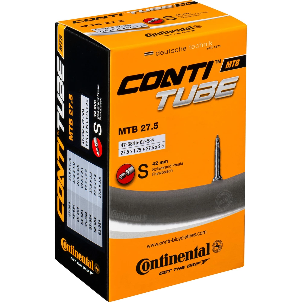 Sigma Sports Continental MTB 27.5 x 1.75-2.5 Presta Inner Tube | Discount Codes available, easy returns, up to £25 off with Newsletter Signup, FREE Postage over £60