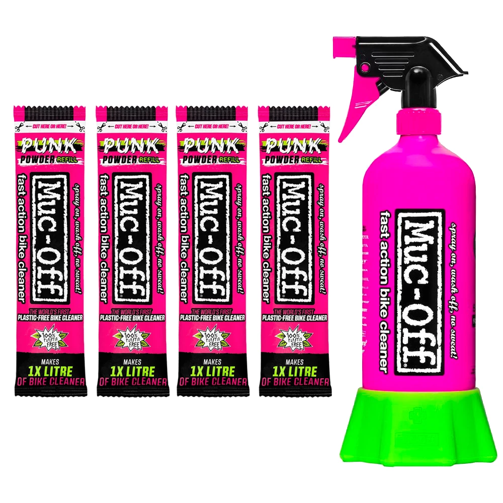 Sigma Sports Muc-Off Punk Powder Bike Cleaner (4 Pack) And Bottle Bundle | Discount Codes available, easy returns, up to £25 off with Newsletter Signup, FREE Postage over £60