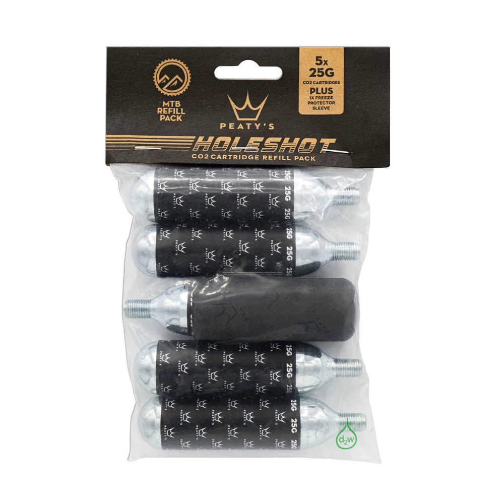 Sigma Sports Peaty's Holeshot CO2 Cartridge Refill 5 Pack 25g | Discount Codes available, easy returns, up to £25 off with Newsletter Signup, FREE Postage over £60