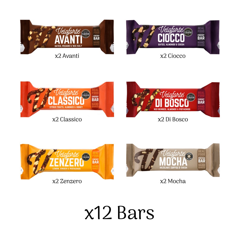 Sigma Sports Veloforte Assorted Natural Energy Bar Box of 12 x 70g Bars | Discount Codes available, easy returns, up to £25 off with Newsletter Signup, FREE Postage over £60