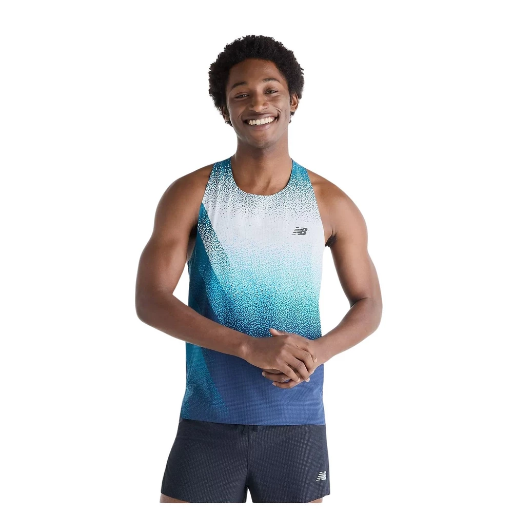 Sigma Sports New Balance Men's Race Day Ultra Light Printed Singlet | Discount Codes available, easy returns, up to £25 off with Newsletter Signup, FREE Postage over £60