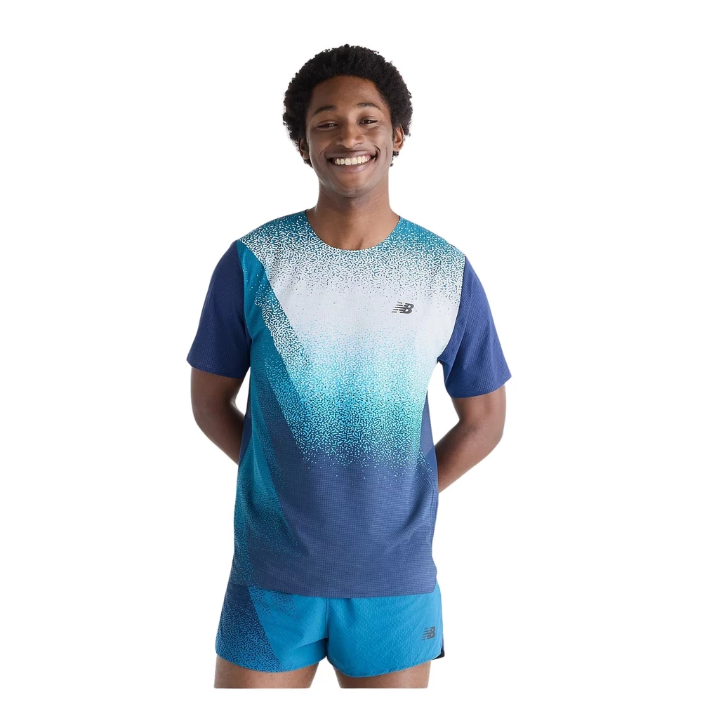 Sigma Sports New Balance Men's Race Day Ultra Light Printed T-Shirt | Discount Codes available, easy returns, up to £25 off with Newsletter Signup, FREE Postage over £60