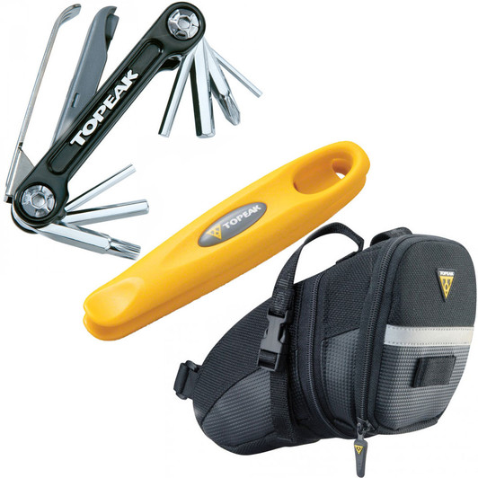 Topeak Aero Wedge Small Saddle Bag, Mini 9 Tool + Shuttle Tyre Levers