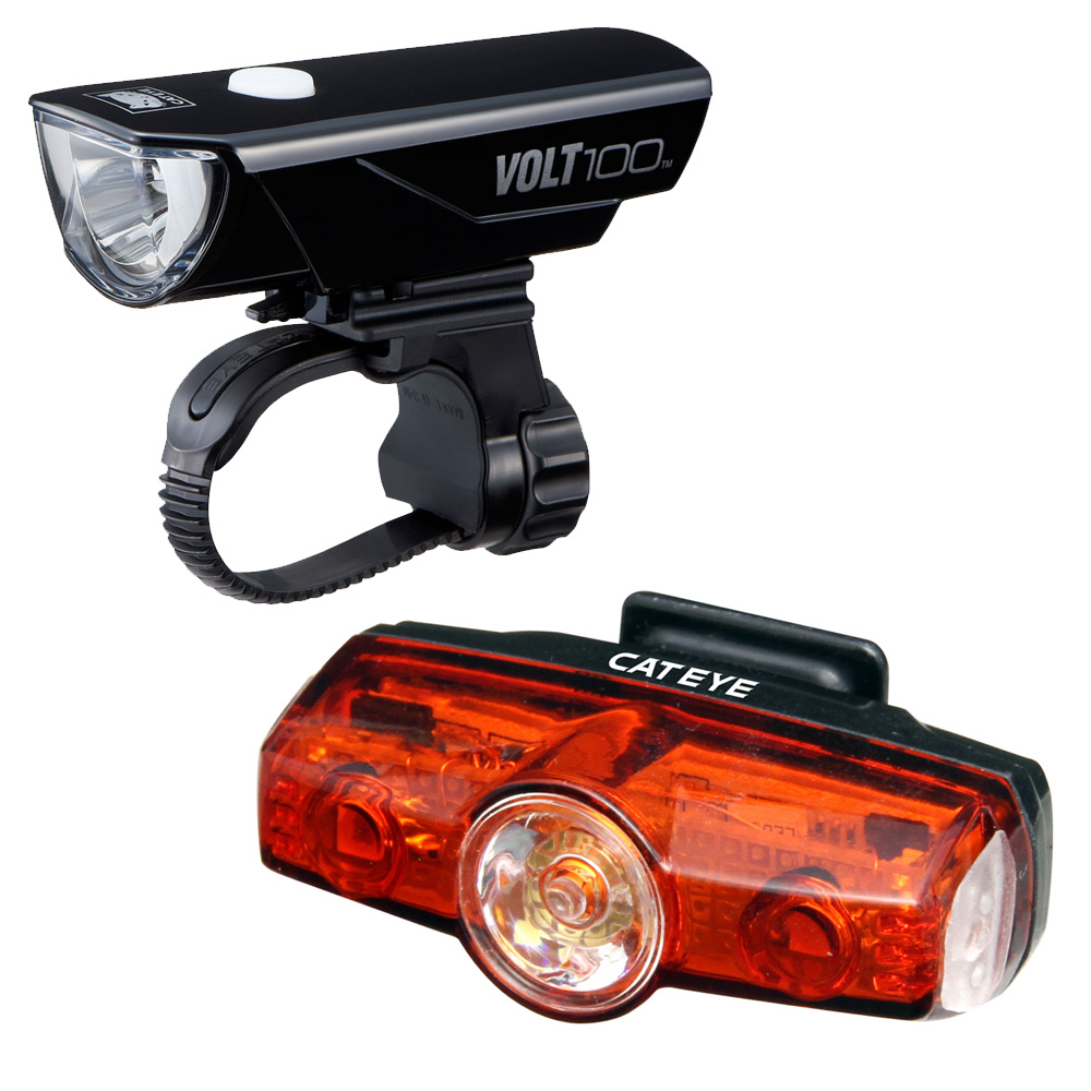 Cateye Volt 100 Front & Rapid Mini Rear Rechargeable Light Set