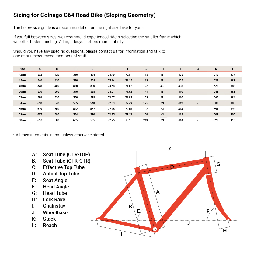 colnago frame sizing