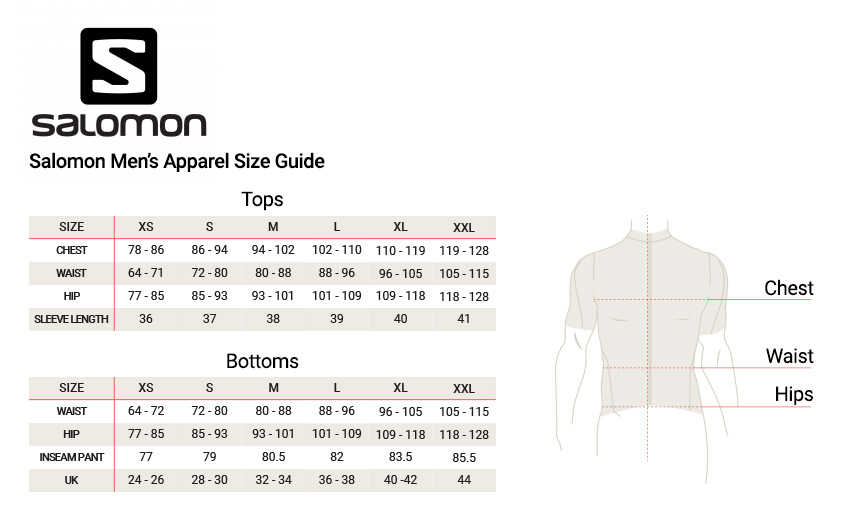 Image result for salomon s/lab men's size chart image